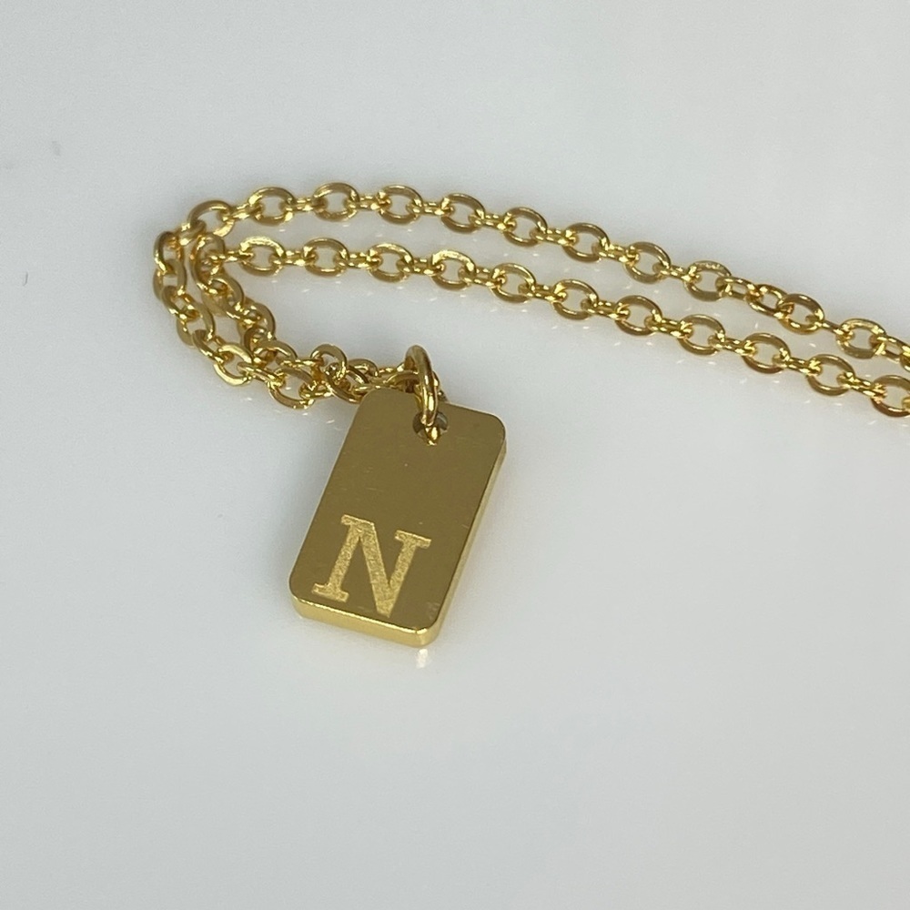 Initial Letter N Tag Necklace